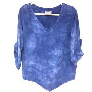 Cottonways Gauze Tunic Top Women 2‎ L XL Purple Tie Dye Dorie Roll Tab Flaw